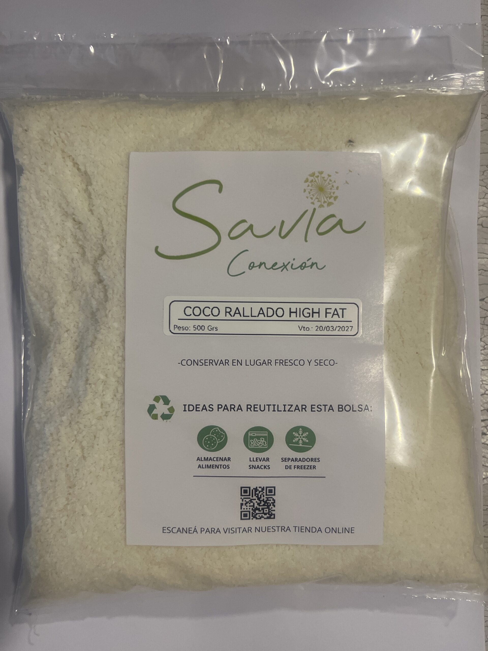 Coco Rallado High Fat fraccionado x 500 grs