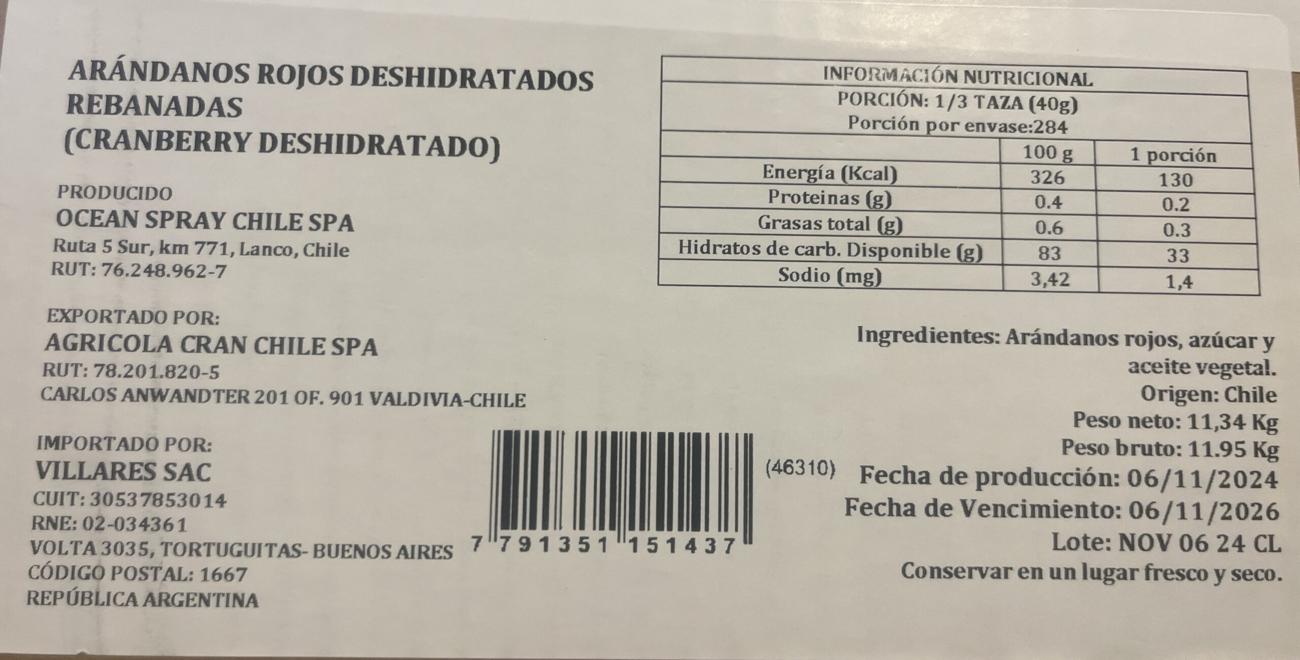 Arándanos Rojos Deshidratados partidos fraccionados x 1 kg - Imagen 2