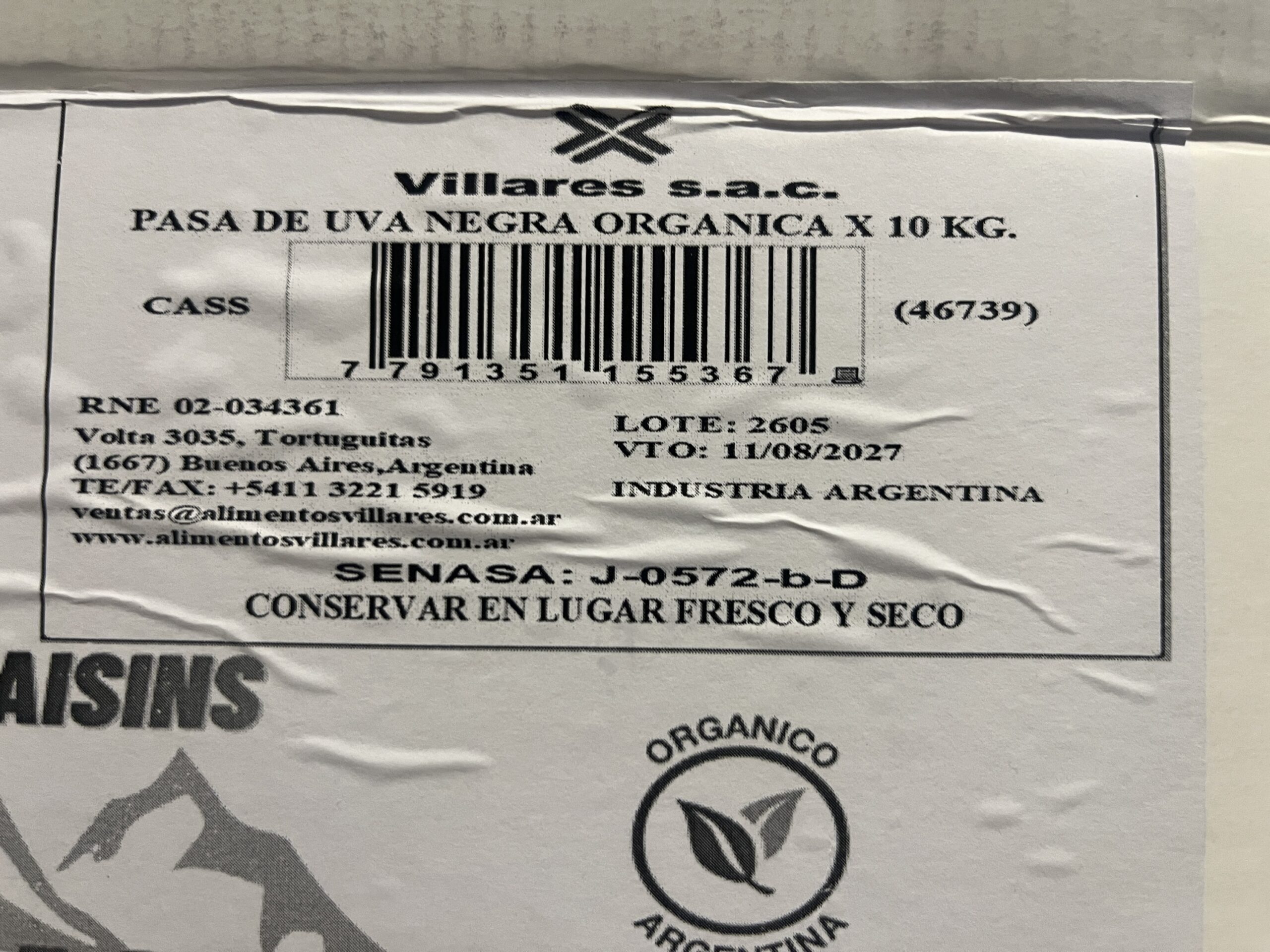 Pasas de Uva Negra sin semillas fraccionadas x 1 kg CASSAB AHUN - Imagen 2