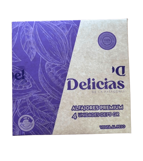 CAJA x 4 Alfajores PREMIUM -Pistacho, limón , mousse choco y zarzamora- DELICIAS DE LA PATAGONIA
